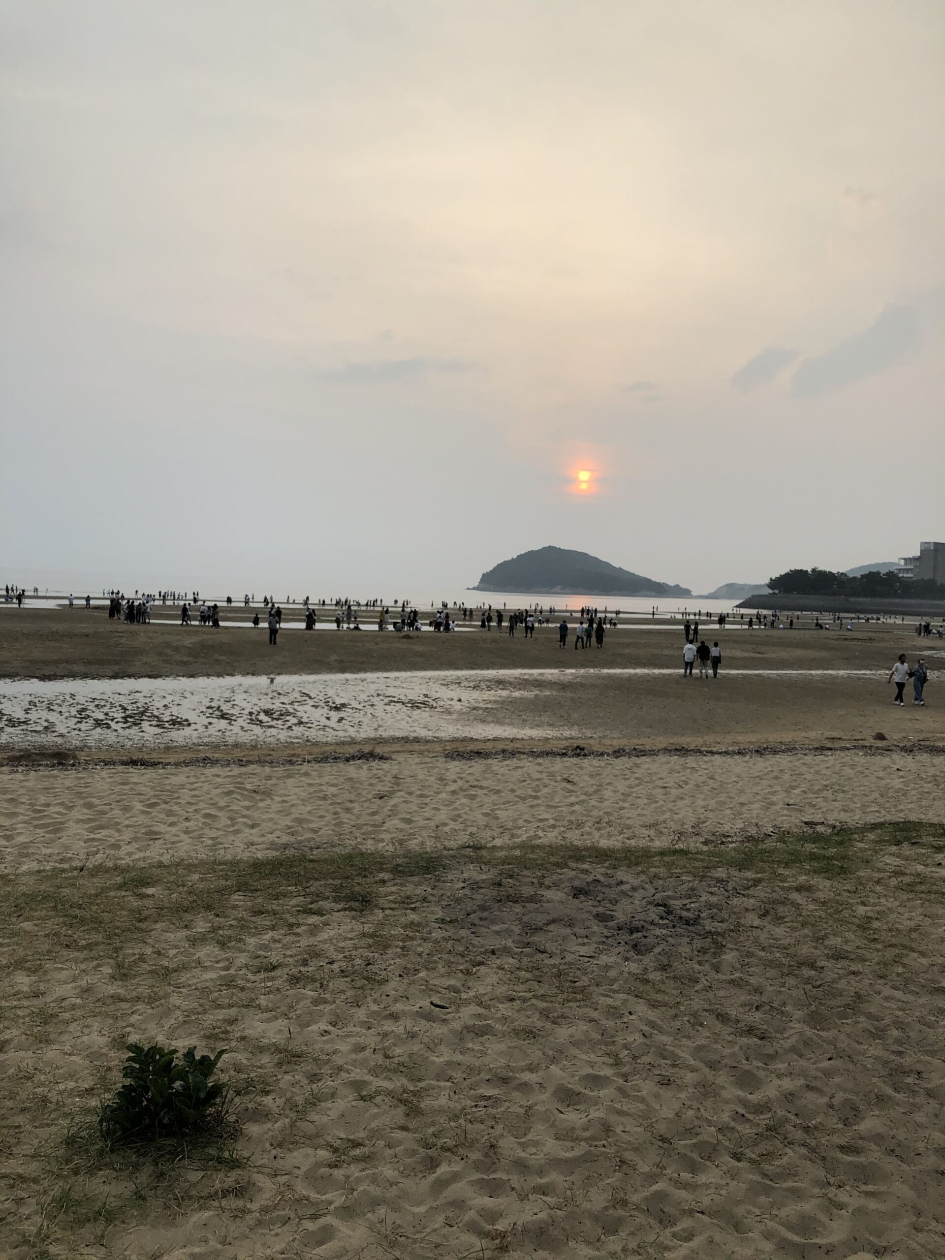 父母ヶ浜の浜辺と瀬戸内海の風景